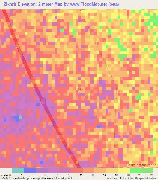 Zikhrit,Saudi Arabia Elevation Map