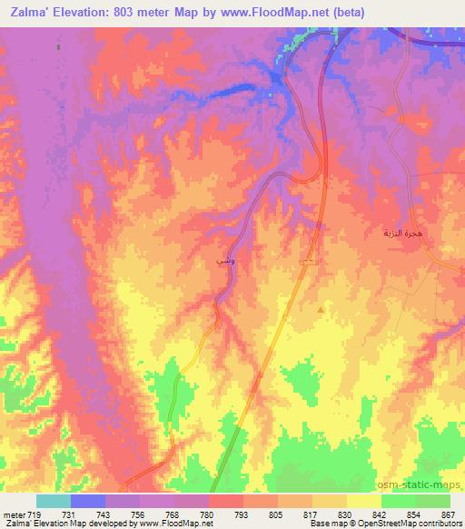 Zalma',Saudi Arabia Elevation Map