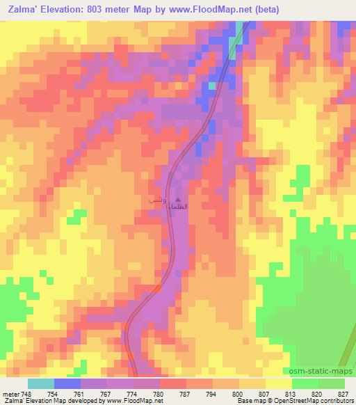 Zalma',Saudi Arabia Elevation Map