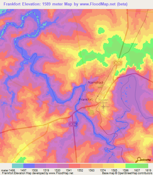 Frankfort,South Africa Elevation Map