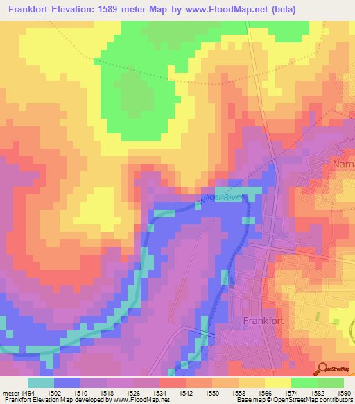 Frankfort,South Africa Elevation Map