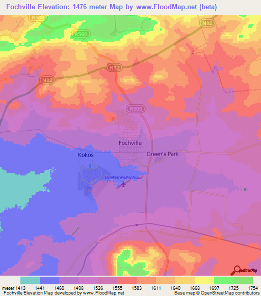 Fochville,South Africa Elevation Map