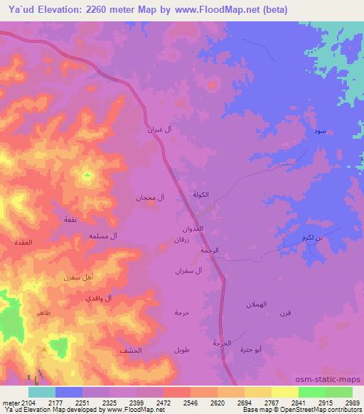 Ya`ud,Saudi Arabia Elevation Map