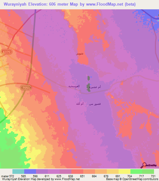 Wurayniyah,Saudi Arabia Elevation Map