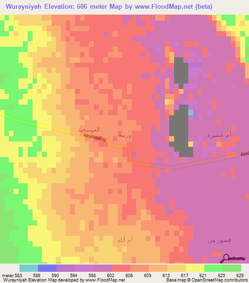 Wurayniyah,Saudi Arabia Elevation Map