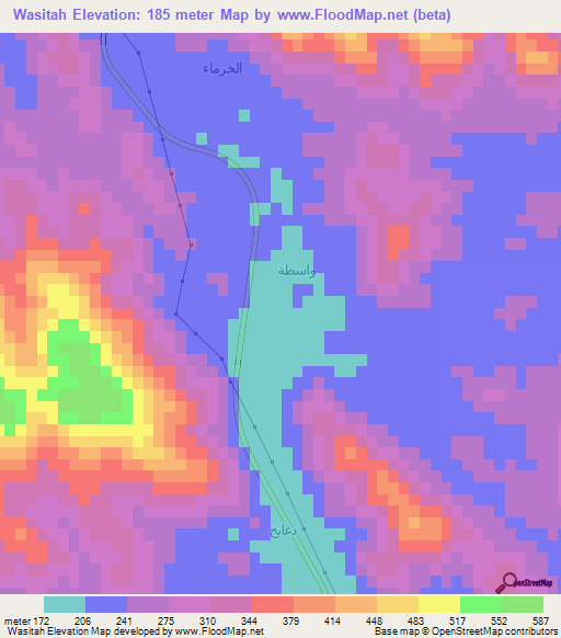 Wasitah,Saudi Arabia Elevation Map