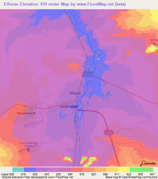 Ellisras,South Africa Elevation Map