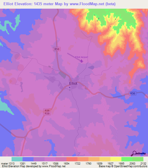 Elliot,South Africa Elevation Map