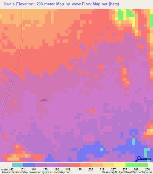 Uwais,Saudi Arabia Elevation Map