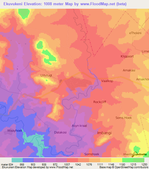 Ekuvukeni,South Africa Elevation Map