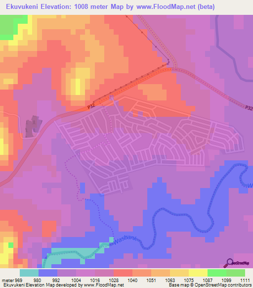 Ekuvukeni,South Africa Elevation Map