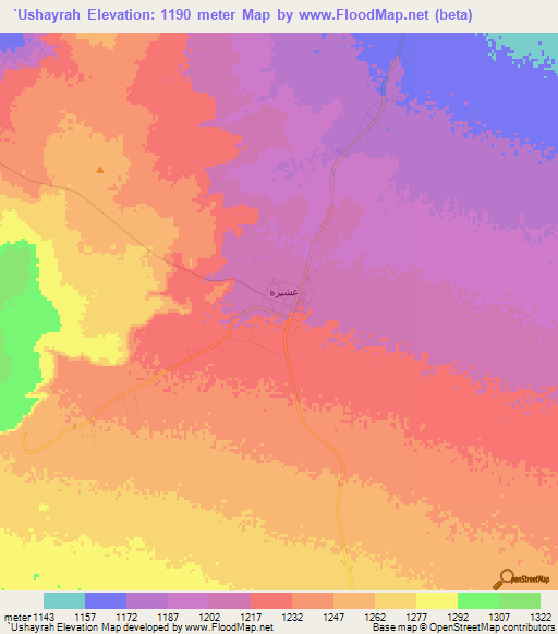 `Ushayrah,Saudi Arabia Elevation Map