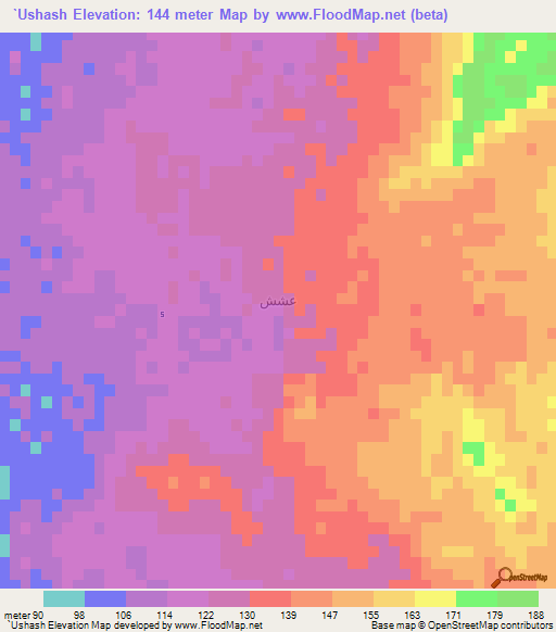 `Ushash,Saudi Arabia Elevation Map