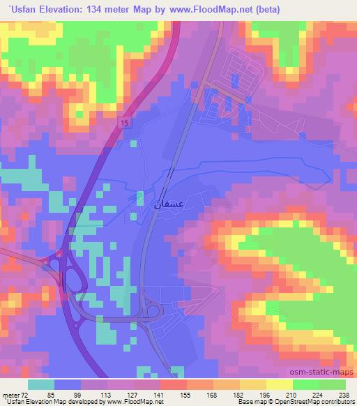 `Usfan,Saudi Arabia Elevation Map