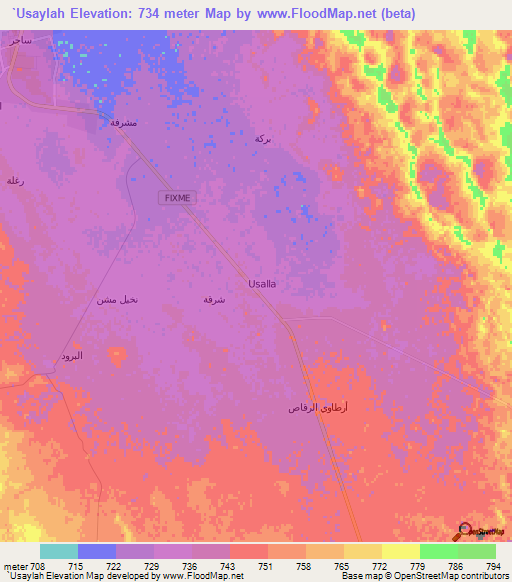 `Usaylah,Saudi Arabia Elevation Map