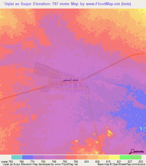 `Uqlat as Suqur,Saudi Arabia Elevation Map