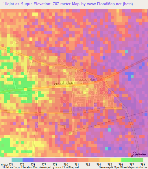 `Uqlat as Suqur,Saudi Arabia Elevation Map