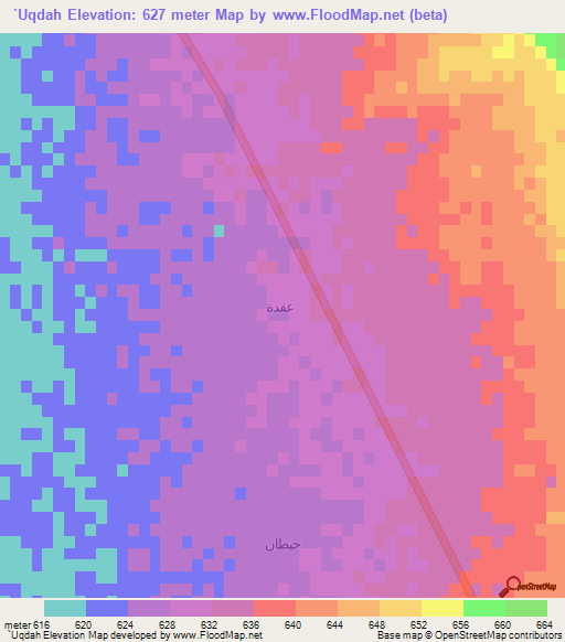 `Uqdah,Saudi Arabia Elevation Map