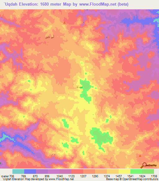 `Uqdah,Saudi Arabia Elevation Map