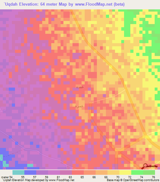 `Uqdah,Saudi Arabia Elevation Map