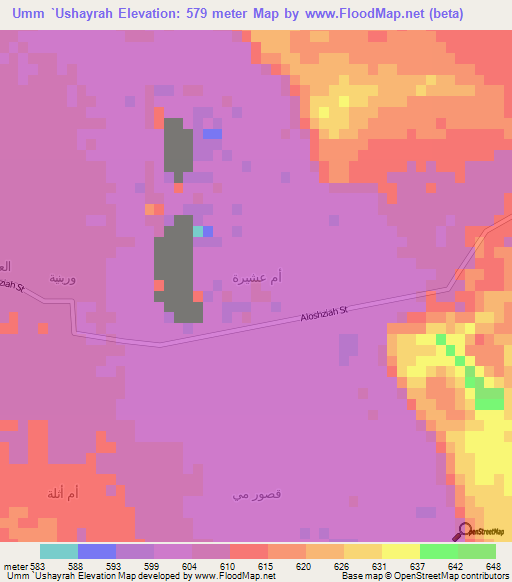 Umm `Ushayrah,Saudi Arabia Elevation Map