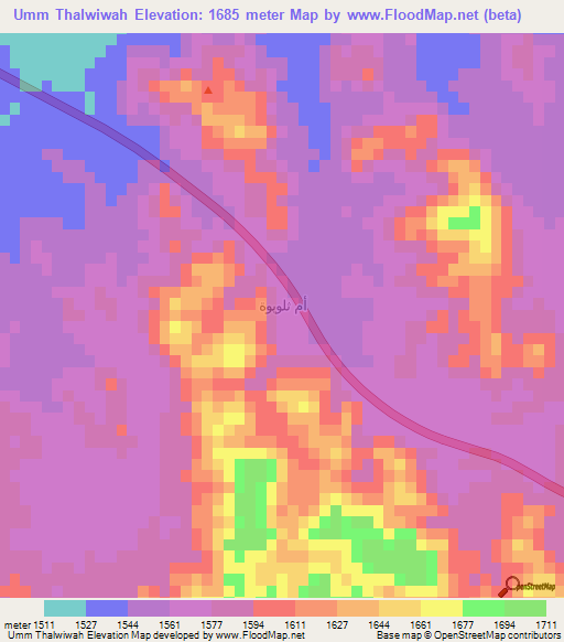 Umm Thalwiwah,Saudi Arabia Elevation Map