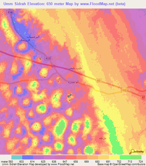 Umm Sidrah,Saudi Arabia Elevation Map