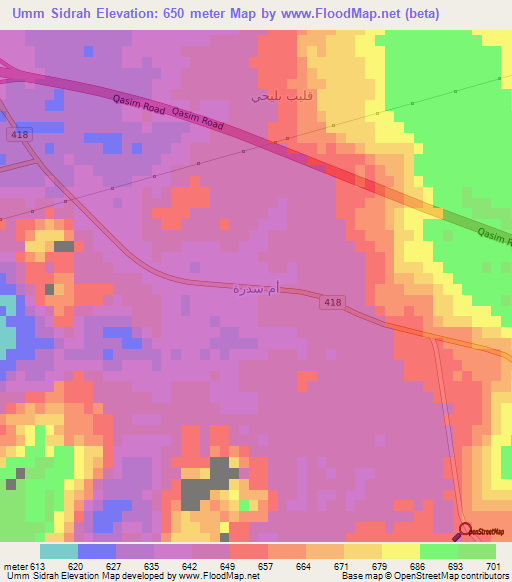 Umm Sidrah,Saudi Arabia Elevation Map