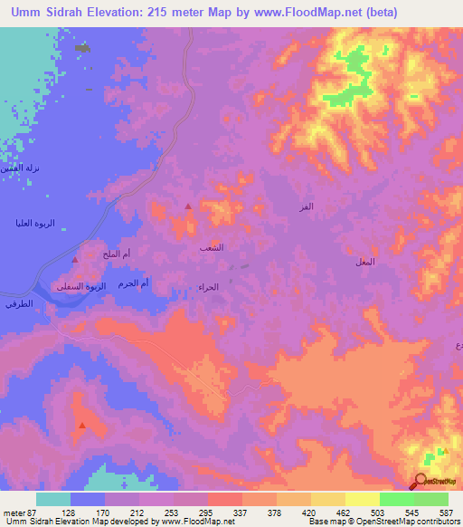 Umm Sidrah,Saudi Arabia Elevation Map