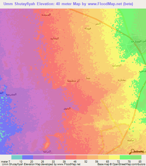 Umm Shutayfiyah,Saudi Arabia Elevation Map