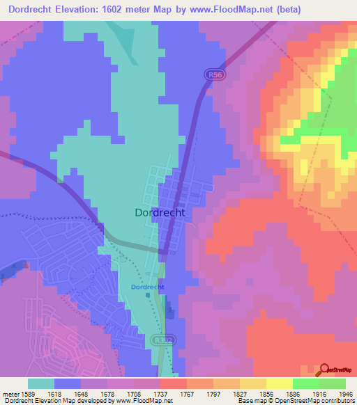 Dordrecht,South Africa Elevation Map