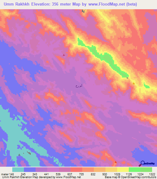 Umm Rakhkh,Saudi Arabia Elevation Map