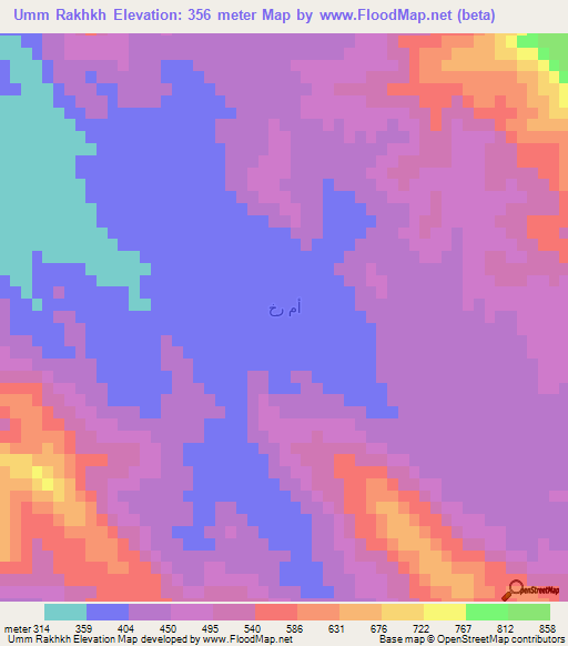 Umm Rakhkh,Saudi Arabia Elevation Map