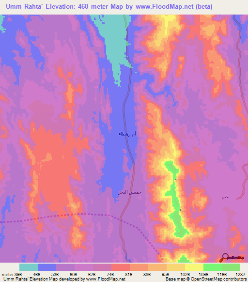 Umm Rahta',Saudi Arabia Elevation Map