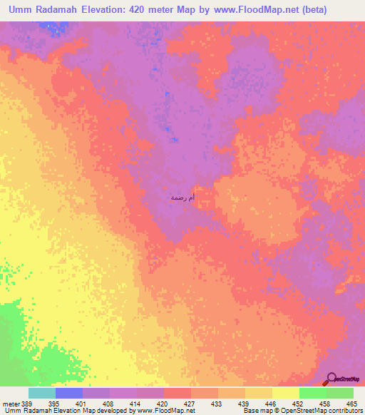 Umm Radamah,Saudi Arabia Elevation Map