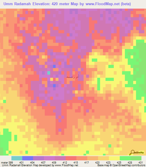 Umm Radamah,Saudi Arabia Elevation Map