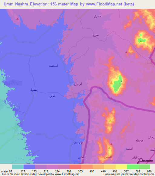 Umm Nashm,Saudi Arabia Elevation Map