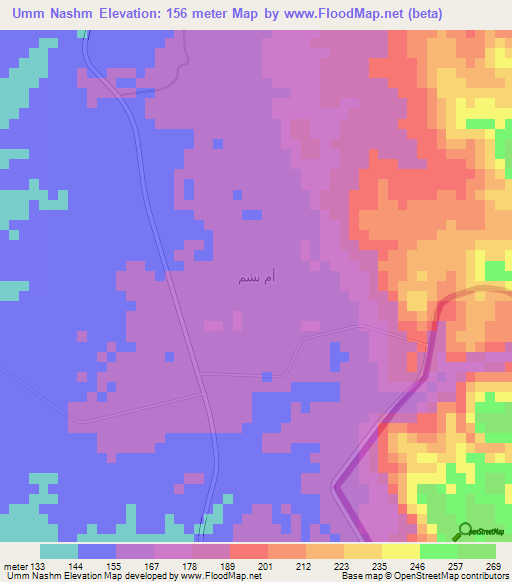 Umm Nashm,Saudi Arabia Elevation Map