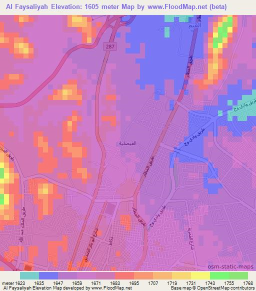 Al Faysaliyah,Saudi Arabia Elevation Map