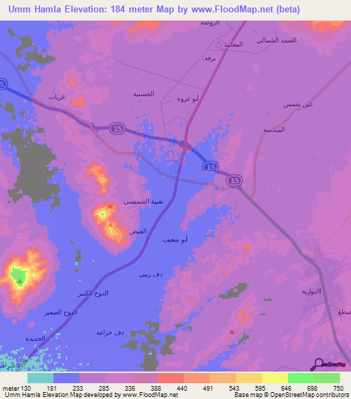 Umm Hamla,Saudi Arabia Elevation Map