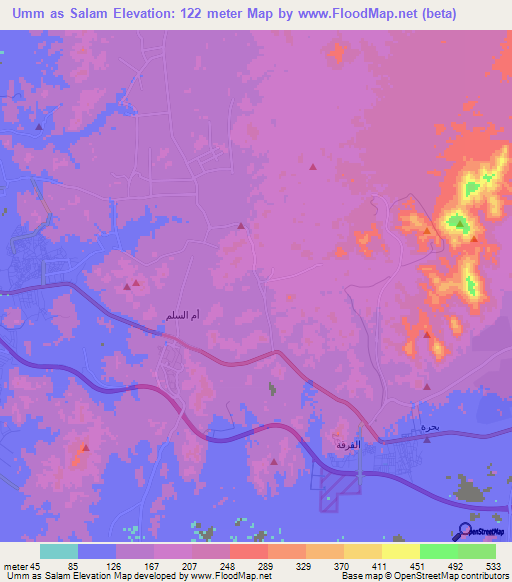 Umm as Salam,Saudi Arabia Elevation Map