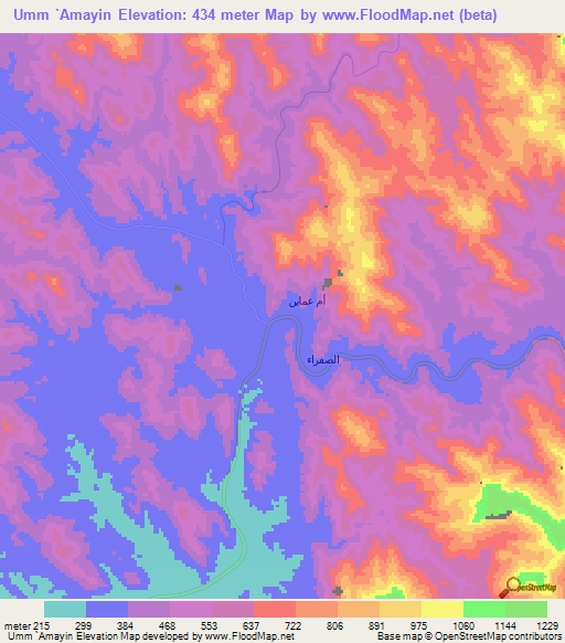 Umm `Amayin,Saudi Arabia Elevation Map