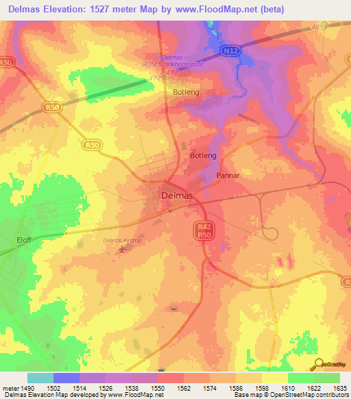 Delmas,South Africa Elevation Map