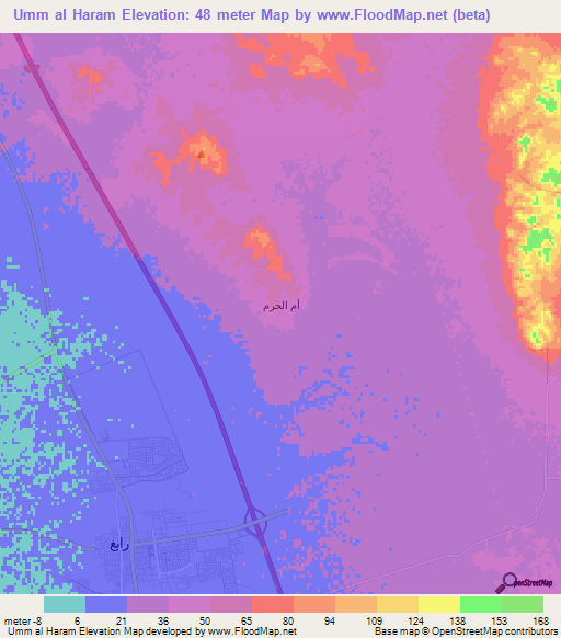 Umm al Haram,Saudi Arabia Elevation Map