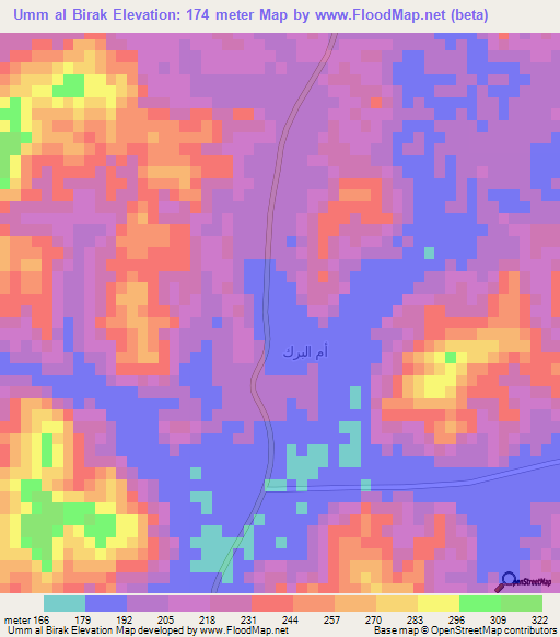 Umm al Birak,Saudi Arabia Elevation Map