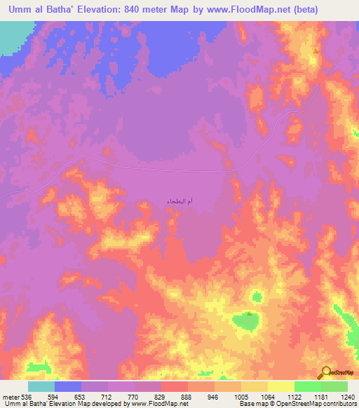 Umm al Batha',Saudi Arabia Elevation Map