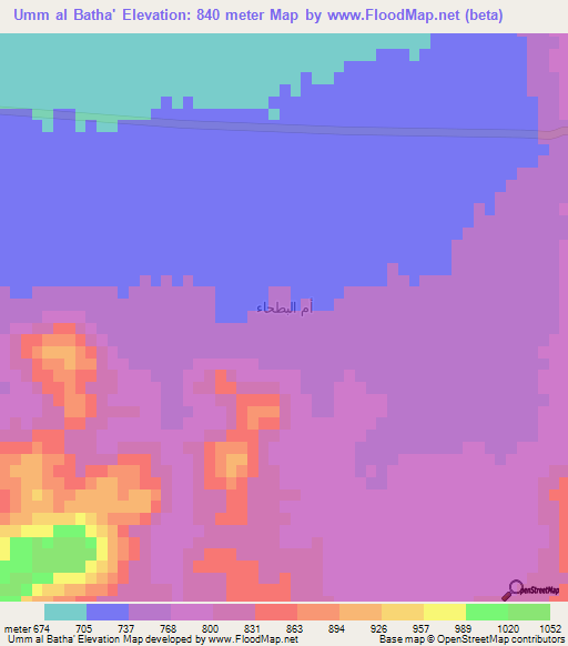 Umm al Batha',Saudi Arabia Elevation Map