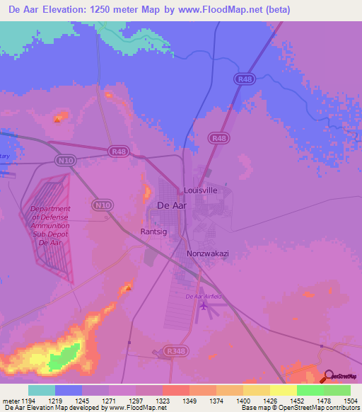 De Aar,South Africa Elevation Map