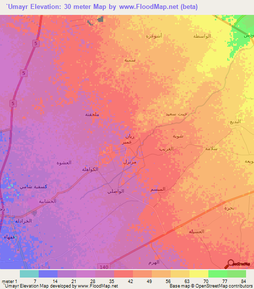 `Umayr,Saudi Arabia Elevation Map