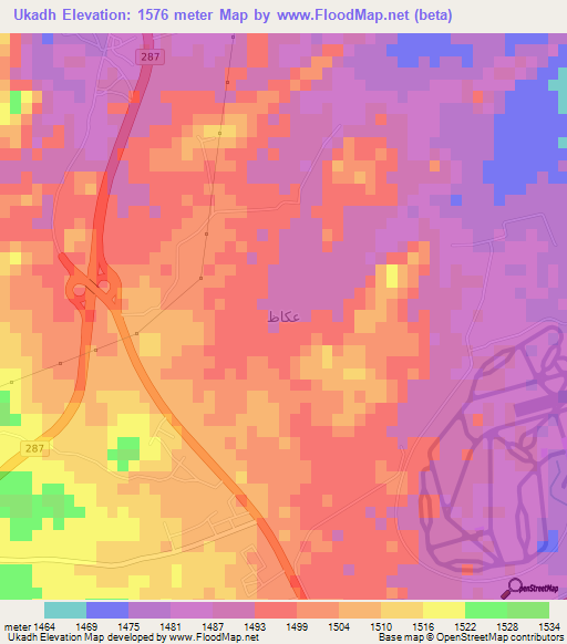 Ukadh,Saudi Arabia Elevation Map